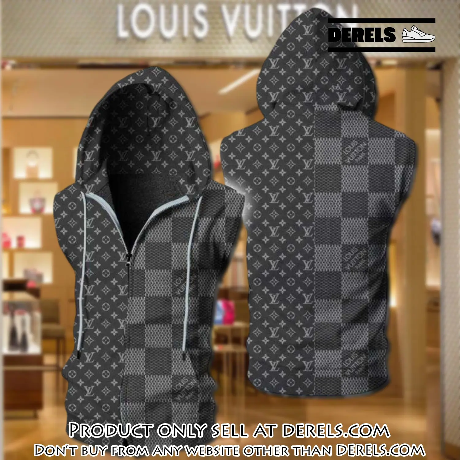Louis vuitton grey unisex sleeveless zip up hoodie luxury for men women szh014 dr2547231